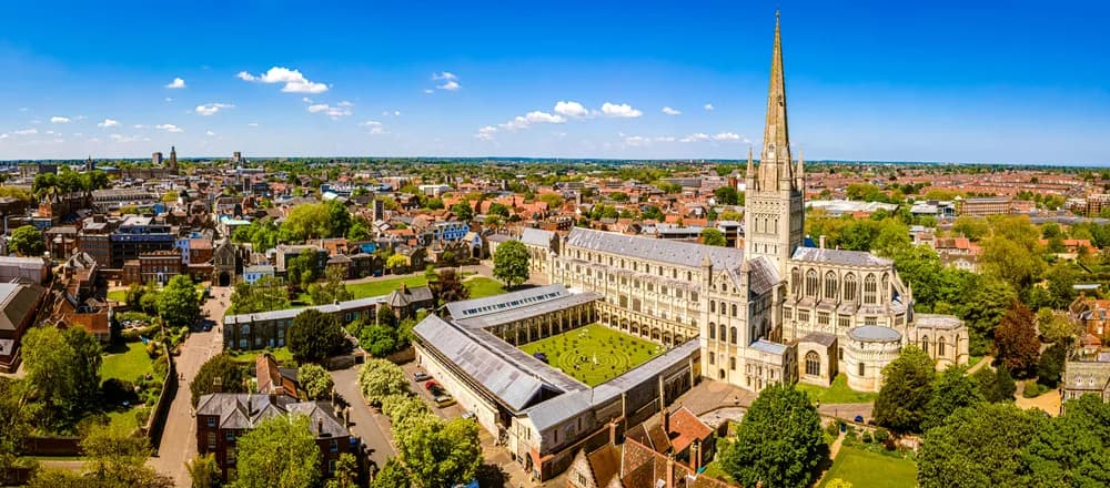 holiway travel norwich cathedral aerial view